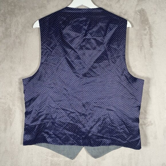 $318 Ted Baker Troy Waistcoat Men's 42R Grey Sharkskin Wool 5 Button Suit Vest - Picture 10 of 16